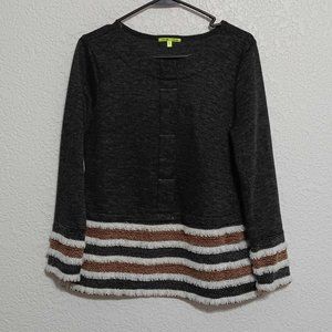 Trisha Tyler Gray Sweater with Fringe Size M